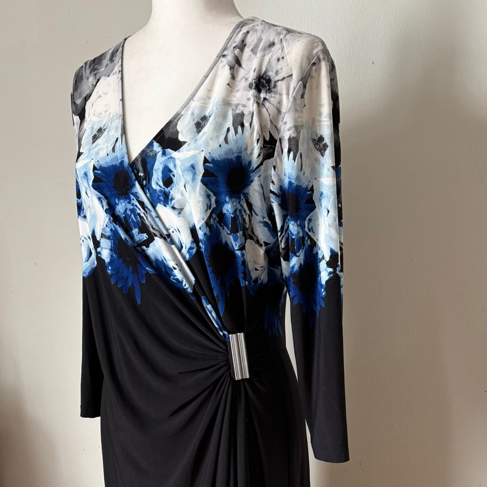 Calvin Klein Floral Faux Wrap Dress L - Picture 2 of 7